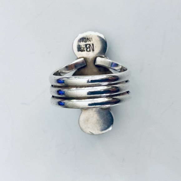 Large Triple Moonstone Ring in Sterling Silver - High End & Excellent Condition